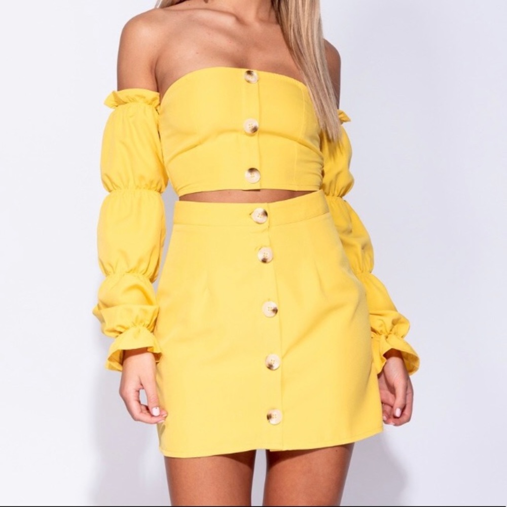 Bardot top & mini skirt set